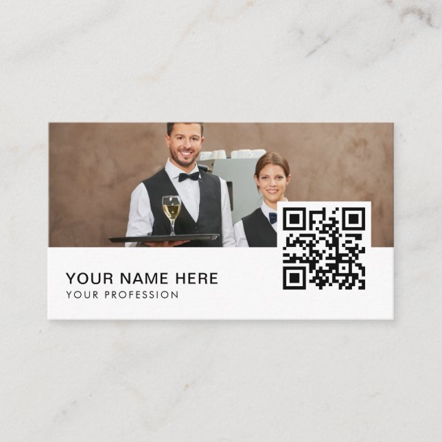 código QR de tarjetas de empresa de camarera (Anverso)