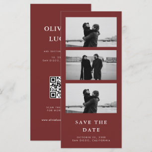 Código QR de tira de fotos de boda en rojo canela