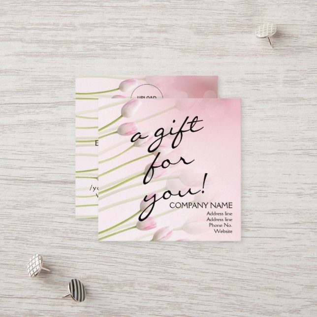 Código QR de Tulipán Rosado Gracias Tarjeta de Des (Anverso/Reverso In Situ)