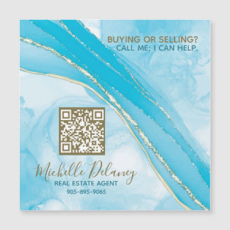 Código QR del agente inmobiliario de mármol azul P