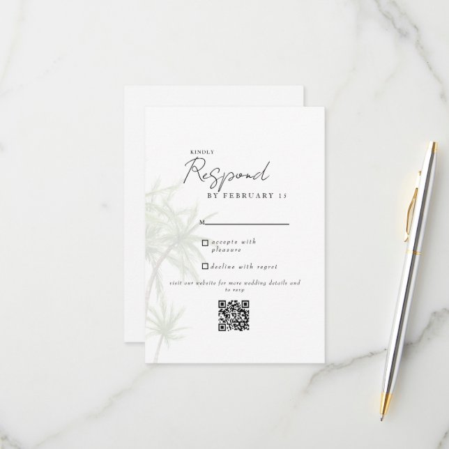 Código QR del Boda moderno tropical blanco RSVP II (Anverso/Reverso In Situ)