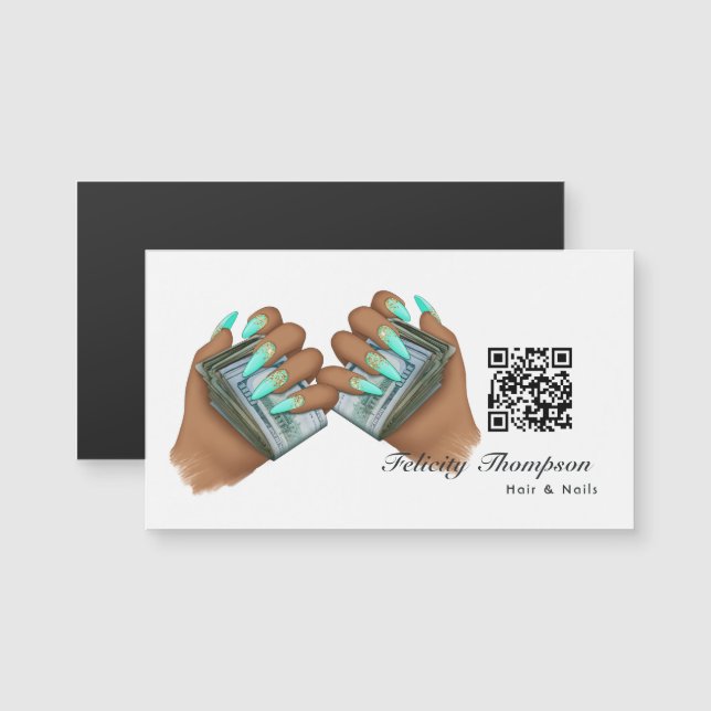 Código QR del pelo y las uñas afroamericanos (Anverso/Reverso)