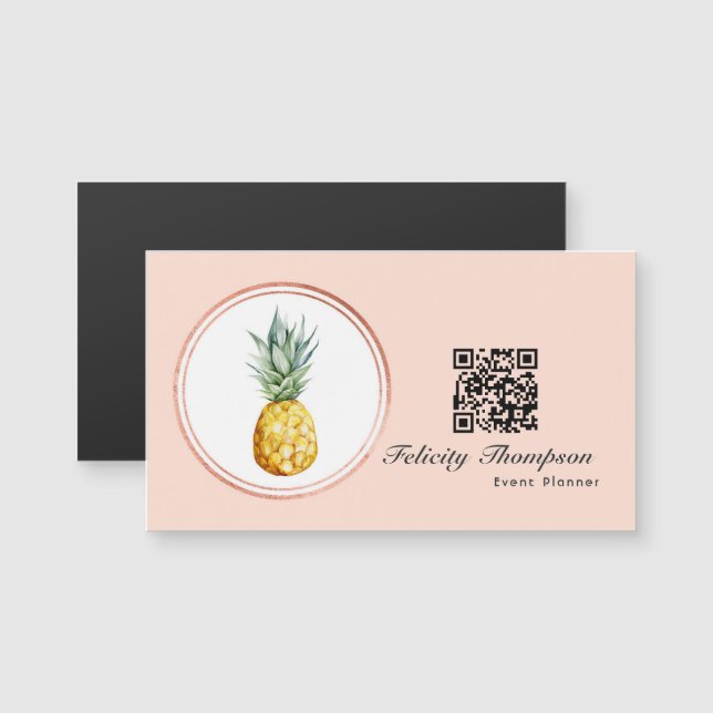 Código QR del planificador de eventos en rosa dora (Anverso/Reverso)