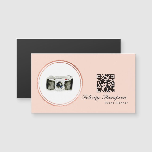 Código QR del planificador de eventos en rosa dora (Anverso/Reverso)