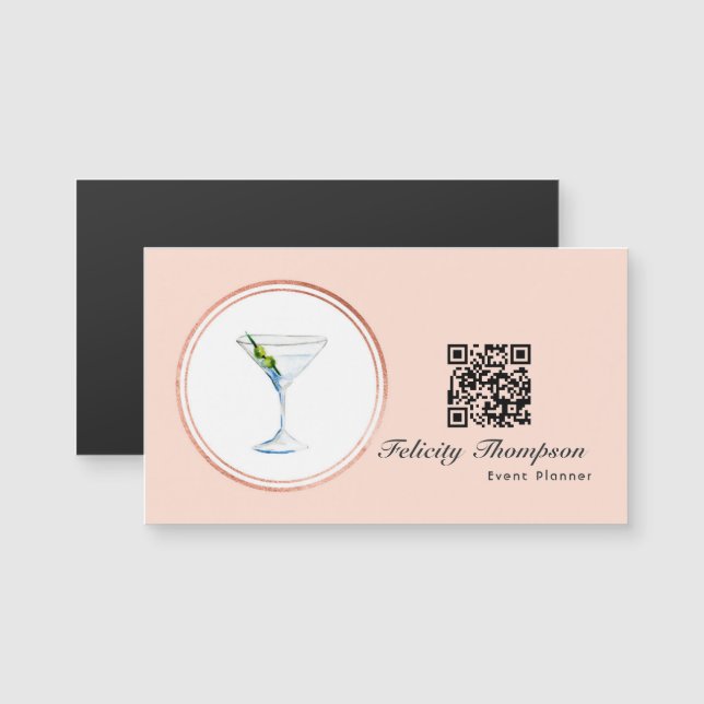 Código QR del planificador de eventos en rosa dora (Anverso/Reverso)