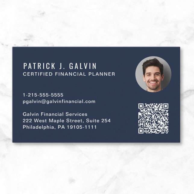 Código QR del Planificador Financiero Certificado  (CFP Certified Financial Planner QR Code Photo Business Card)
