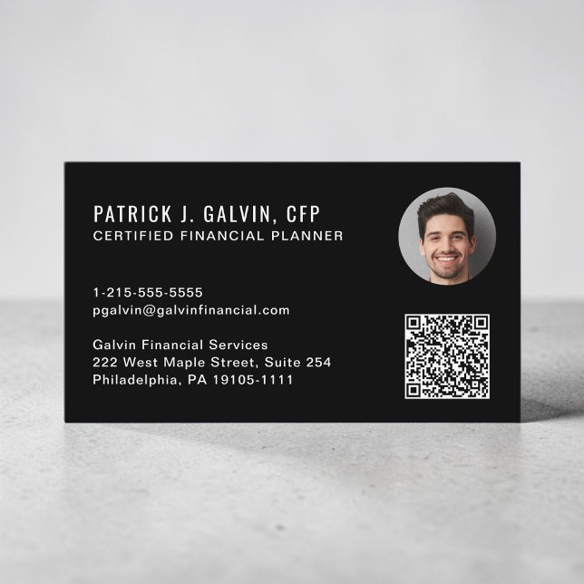 Código QR del Planificador Financiero Certificado  (CFP Certified Financial Planner QR Code Photo Business Card)