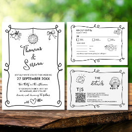 Código QR Dibujado a Mano Respuesta RSVP