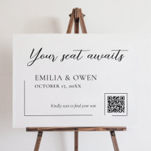 código QR digital del signo de asiento del boda