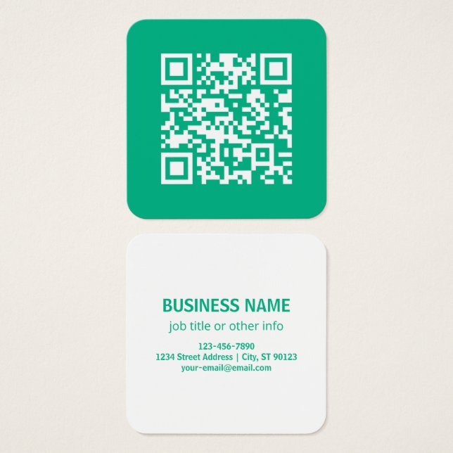 Código QR editable Genera el tuyo | Verde turquesa (Anverso y reverso)