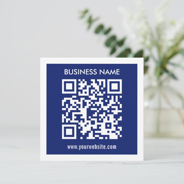 Código QR editable (generado al instante) | Azul M (Anverso de pie)