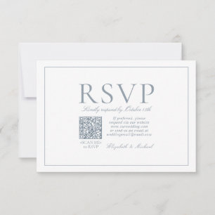 Código QR Elegante Dusty Azul Guión Clásico RSVP