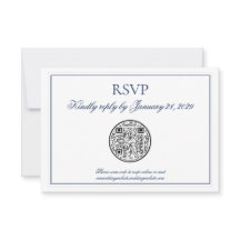 Código QR Elegante Marina Azul Boda Blanca RSVP