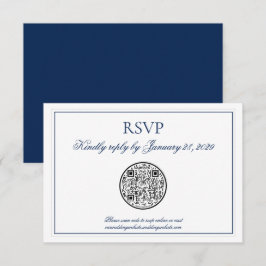 Código QR Elegante Marina Azul Boda Blanca RSVP