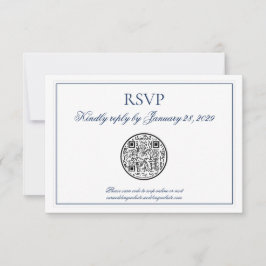 Código QR Elegante Marina Azul Boda Blanca RSVP