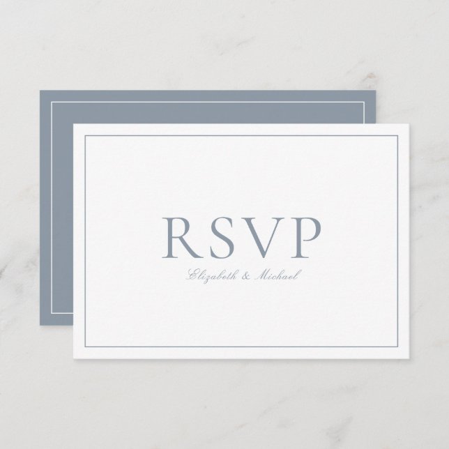 Código QR Elegante Polvo Azul Boda Monograma RSVP (Anverso / Reverso)