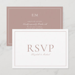 Código QR Elegante Rosa Polvo Boda Monograma RSVP