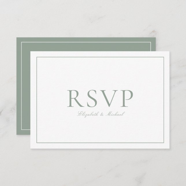 Código QR Elegante Sage Verde Boda Monograma RSVP (Anverso / Reverso)