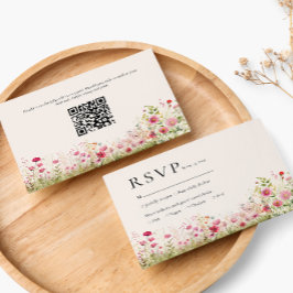 Código QR en línea botánico bohemio RSVP de boda