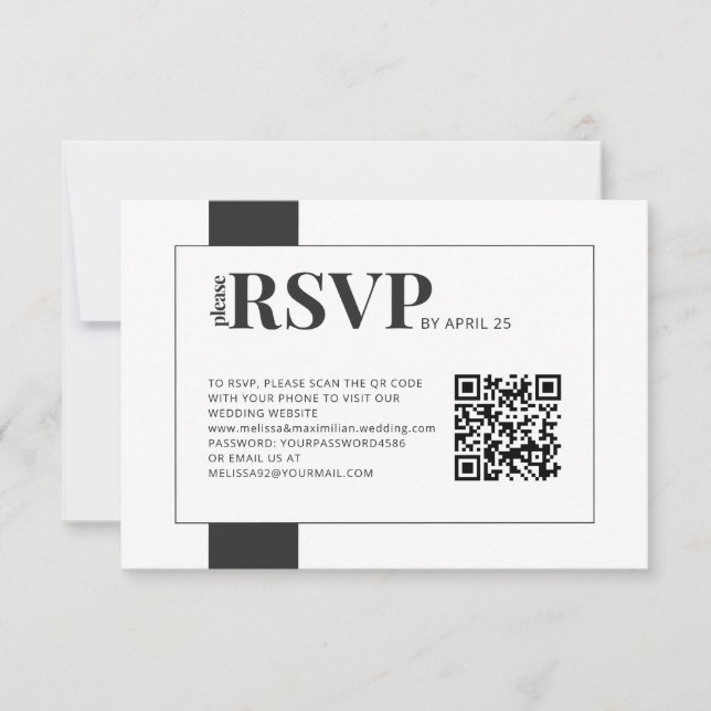 Código QR en línea RSVP negrita boda mínimo (Anverso)