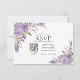 Código QR floral lila lavanda malva Boda RSVP