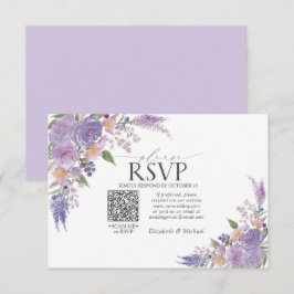 Código QR floral lila lavanda malva Boda RSVP