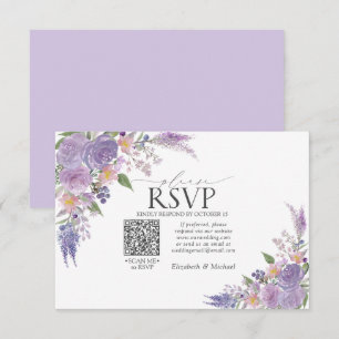 Código QR floral lila lavanda malva Boda RSVP