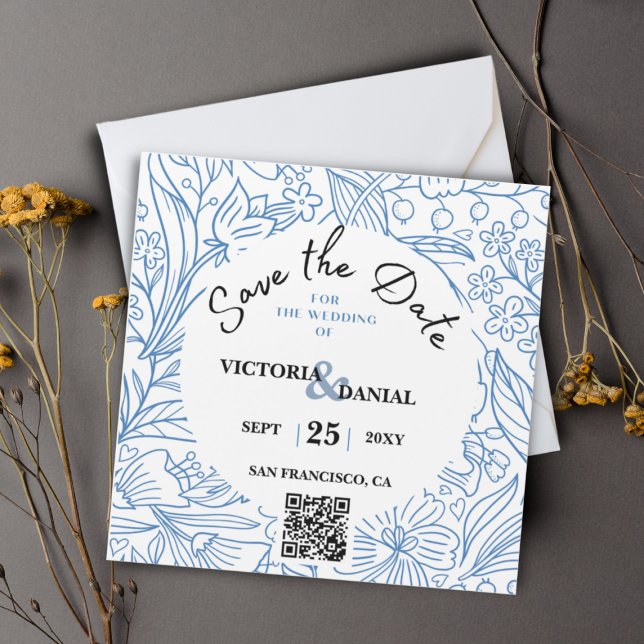 Código QR Floral moderna Guardar el Boda de fechas (Subido por el creador)