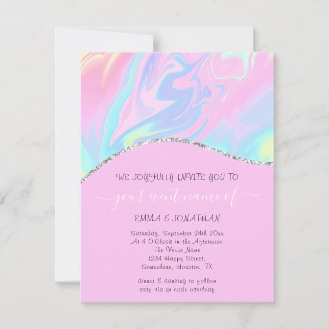 Código QR floral presupuesto Ola de holografía pin (Anverso)