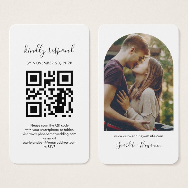 Código QR Foto Boda RSVP Página web Tarjeta de cie (Anverso y reverso)