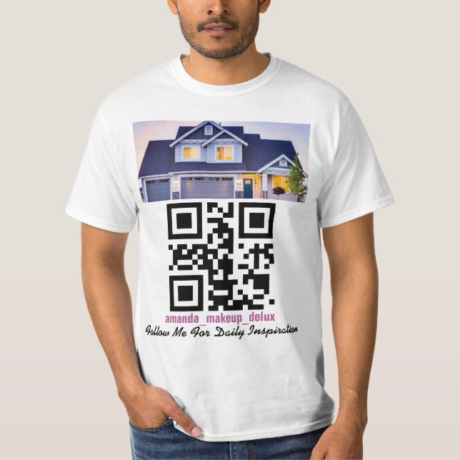 Código QR, foto de texto o logotipo camiseta (Anverso)