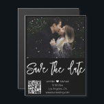 código qr foto en blanco negro guardar el imán de<br><div class="desc">código qr moda blanca moderna escritura a mano boda de fondo negro foto Guardar el imán de fecha, personalizado. puede cambiar el color de fondo y el color y estilo del tipo de letra.</div>