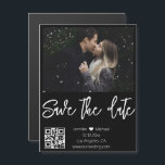 código qr foto en blanco negro guardar el imán de<br><div class="desc">código qr moda blanca moderna escritura a mano boda de fondo negro foto Guardar el imán de fecha, personalizado. puede cambiar el color de fondo y el color y estilo del tipo de letra.</div>