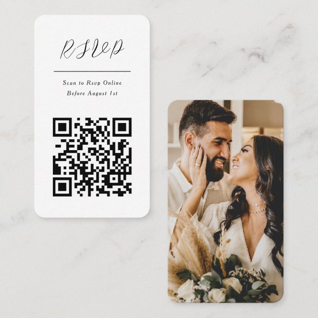 Código QR Foto en línea Tarjeta de respuesta Rsvp (Anverso / Reverso)