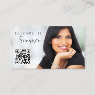 Código QR Foto moderna tarjeta de visita blanca en