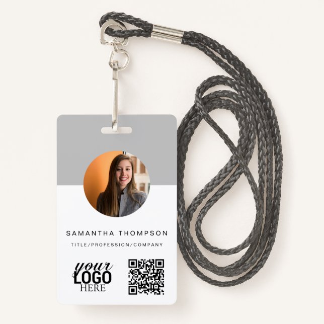 Código QR Gris Tarjeta de identificación de logoti (Anverso son cordón)