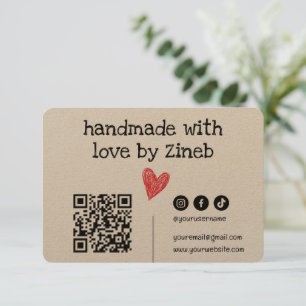 Código Qr hecho a mano con amor Negro mínimo sim