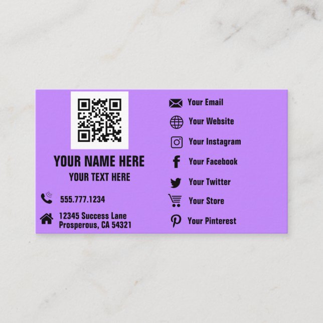 Código QR Holograma de medios sociales Tarjeta de  (Anverso)