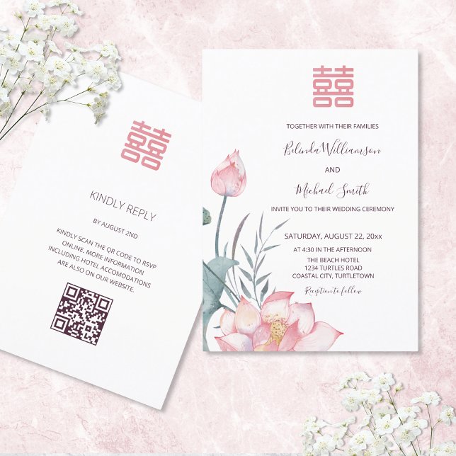 Código QR | Invitación de boda china Flor de Loto (Subido por el creador)