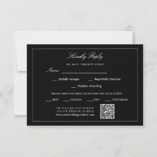 Código QR Minimalista Negro Tarjetas de Comida de 