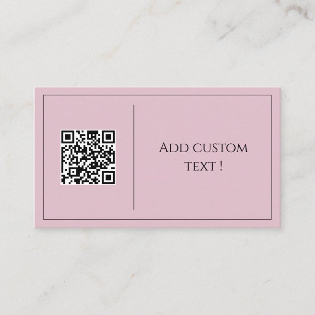Código qr minimalista rosa simple lindo tarjeta de (Anverso)