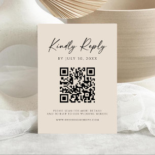 Código QR moderno tarjeta de respuesta RSVP del