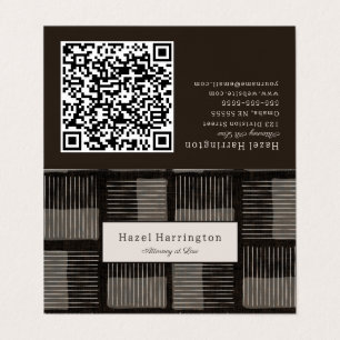 Código QR moderno tarjeta de visita plegada gris n
