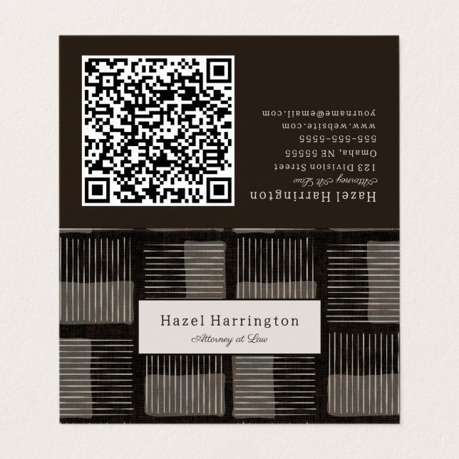 Código QR moderno tarjeta de visita plegada gris n (Exterior desplegado)