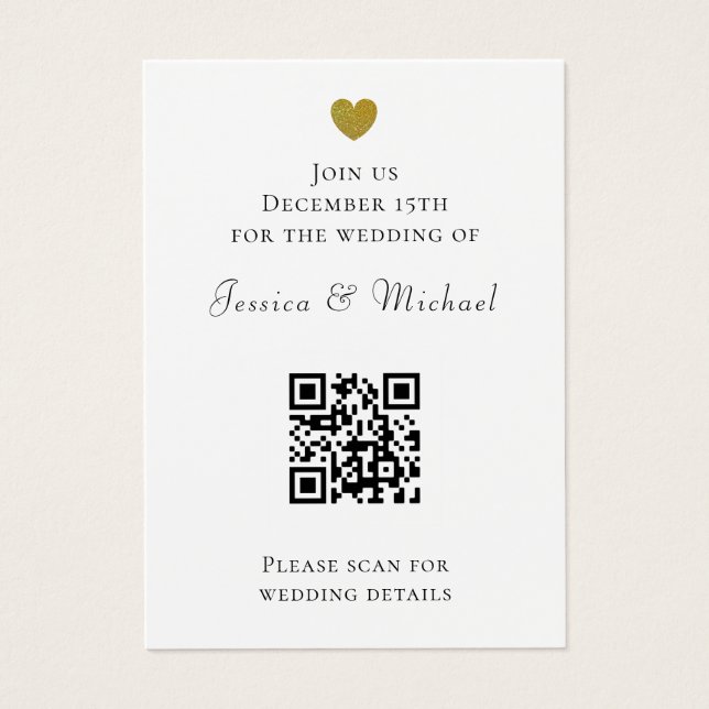 Código QR moderno todo en una invitación a la boda (Frente)