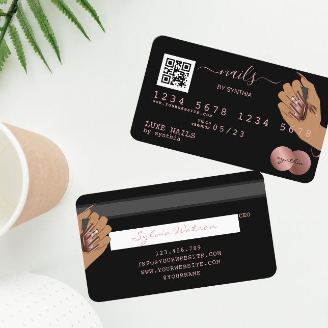 Código QR Nails Technician Tarjeta de Crédito Rosa (Subido por el creador)