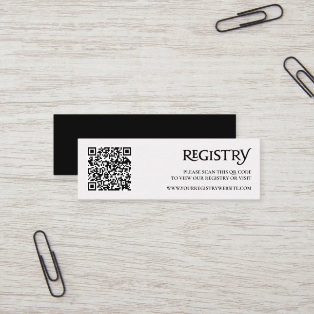 Código QR Negro Moderno Chic Royal Tarjeta de Regi (Anverso/Reverso In Situ)