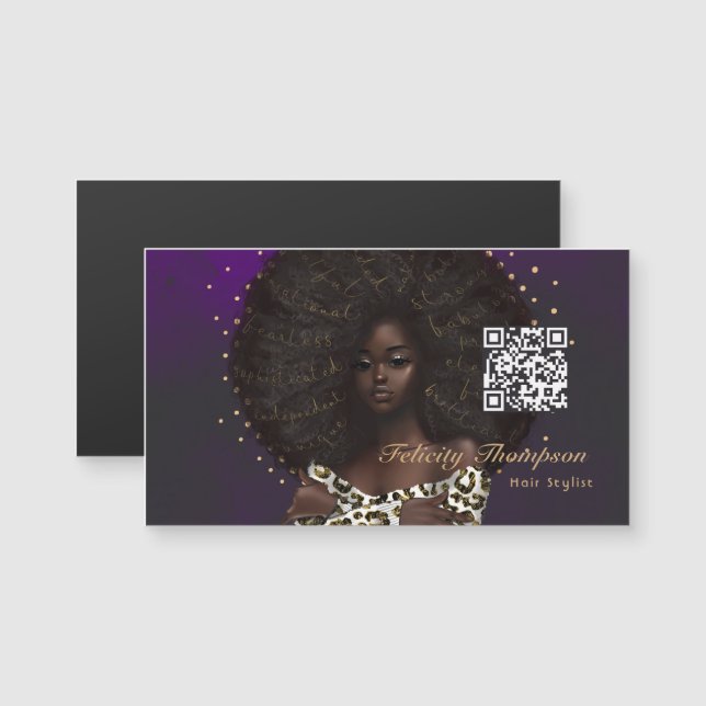 Código QR para el cabello de la moda de la reina n (Anverso/Reverso)