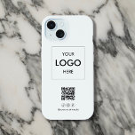 Código QR para medios sociales empresariales negro<br><div class="desc">Elevar su marca de negocios con nuestro estuche para iPhone personalizado! Diseñado para que su marca destaque, este funda presenta su logotipo de forma destacada. Debajo del logotipo, hemos añadido un cómodo código QR para acceder fácilmente a tu sitio web o promociones. Además, hay espacio para tres íconos de medios...</div>