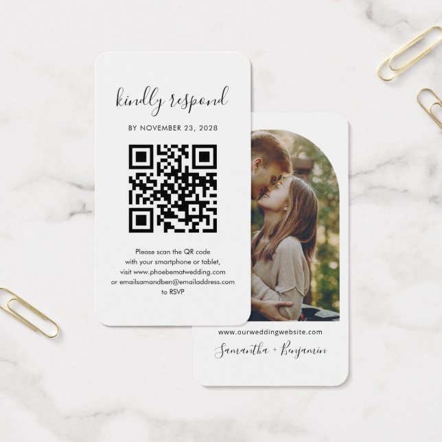 Código QR Parejas Foto RSVP Boda Tarjeta de gabine (Oficina)